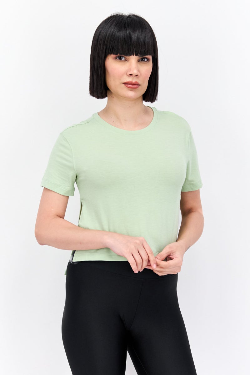 Nike Women Dri-Fit Short Sleeves Yoga Crop Top, Light Green - Image 1